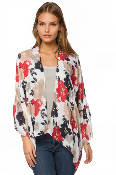 Cropped Bell Sleeve Kimono Coverup in Assorted Prints - Subtle Luxury