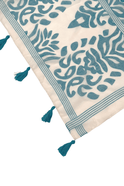 Dance at the Bazaar Blue Print Scarf Wrap Sarong - Subtle Luxury