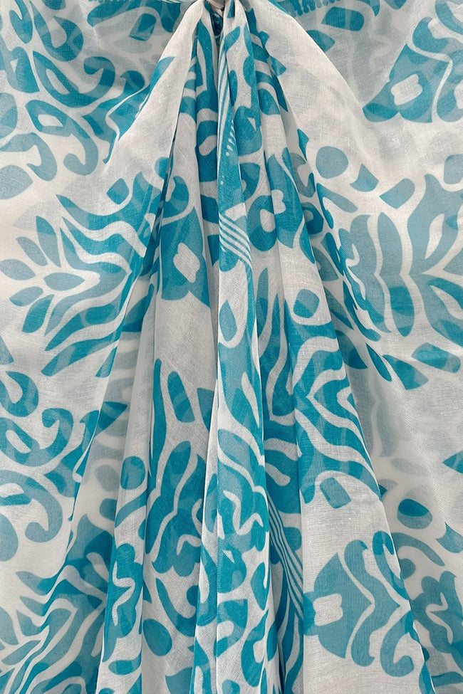 Dance at the Bazaar Blue Print V - Neck Coverup - Subtle Luxury