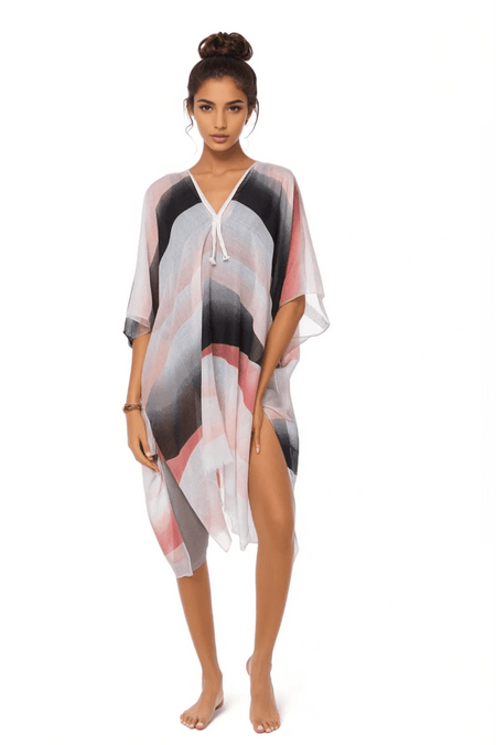 Palms in the Moonlight Print Fringe Kaftan Coverup