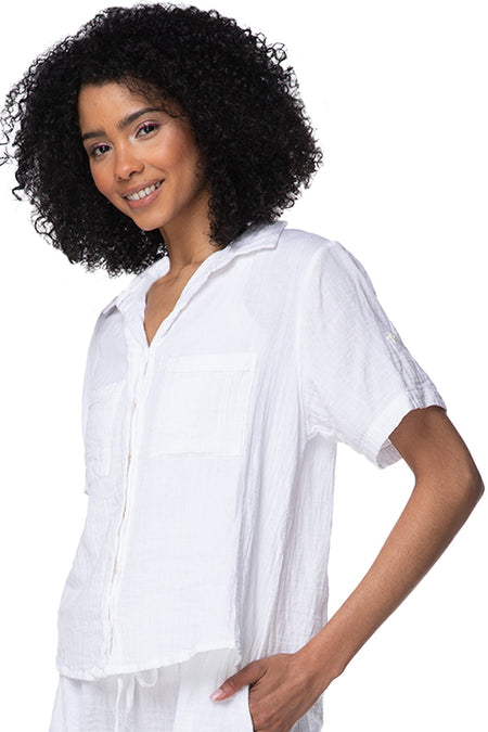 Everyday Button Down in Cotton Shirting - Stripe w/Lurex