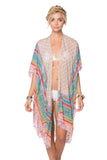 Embroidered Fiesta Print Kimono coverup - Subtle Luxury