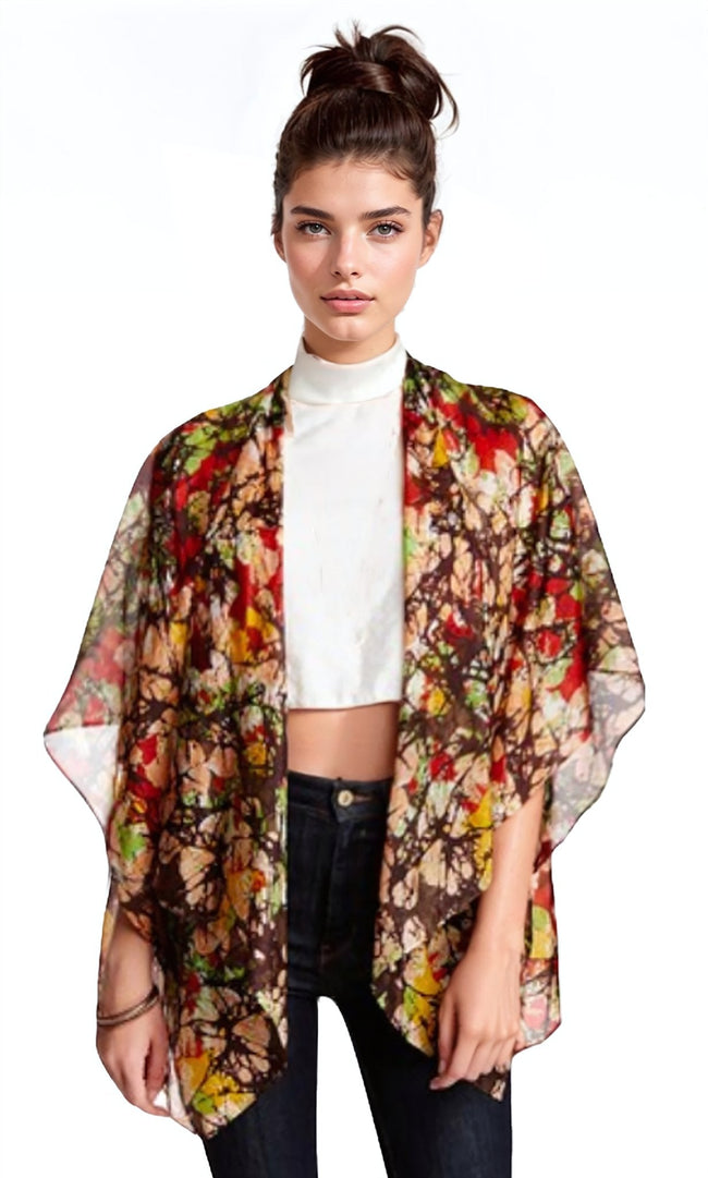 Enchanting Silky Print Crop Kimono Coverup - Subtle Luxury