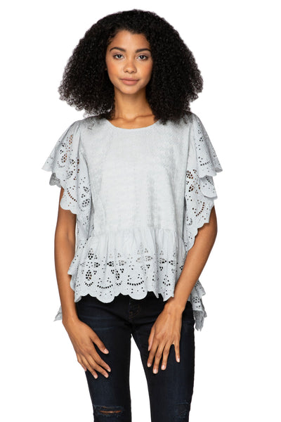 Fae Crop Top with Eyelet Cutwork Detail - Subtle Luxury