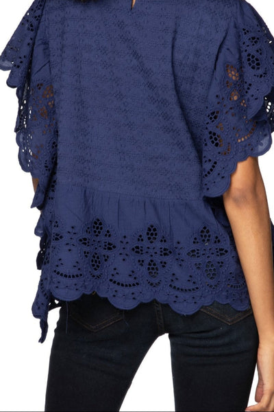 Fae Crop Top with Eyelet Cutwork Detail - Subtle Luxury