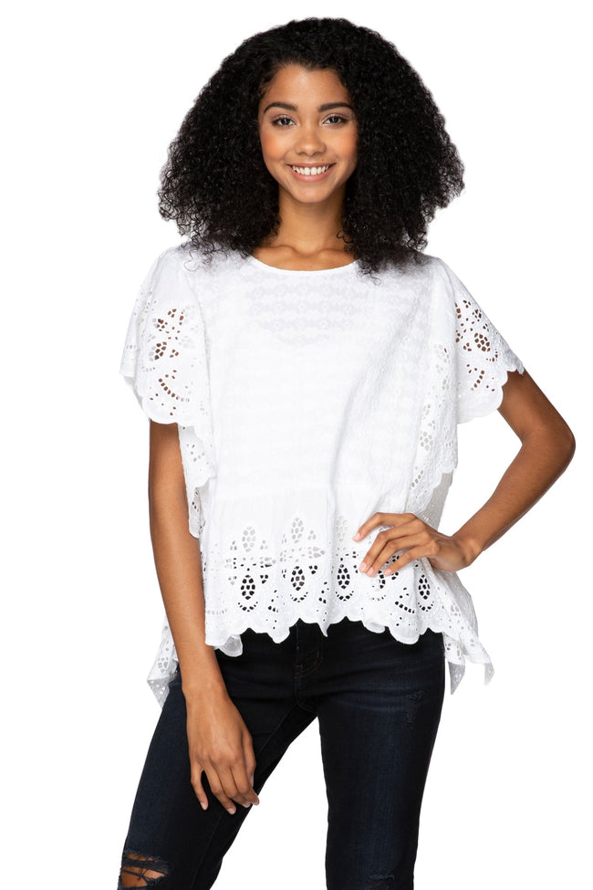 Fae Crop Top with Eyelet Cutwork Detail - Subtle Luxury