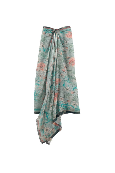 Flowing Florals Print Multi - War Sarong Scarf Wrap - Subtle Luxury