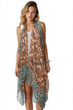 Free Spirit Multi - Wear Coverup Vest Dress in Leopard Damask Print - Subtle Luxury