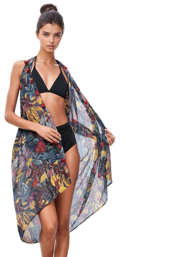 Free Spirit Multi Wear Coverup Vest in Jungle Fever Print - Subtle Luxury