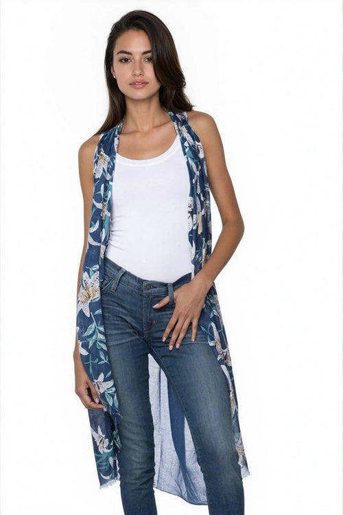 Free Spirit Multi Wear Coverup Vest in Lovely Lily Print - Subtle Luxury