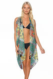 Free Spirit Multi - Wear Coverup Vet in Summer Bazaar Green Print - Subtle Luxury