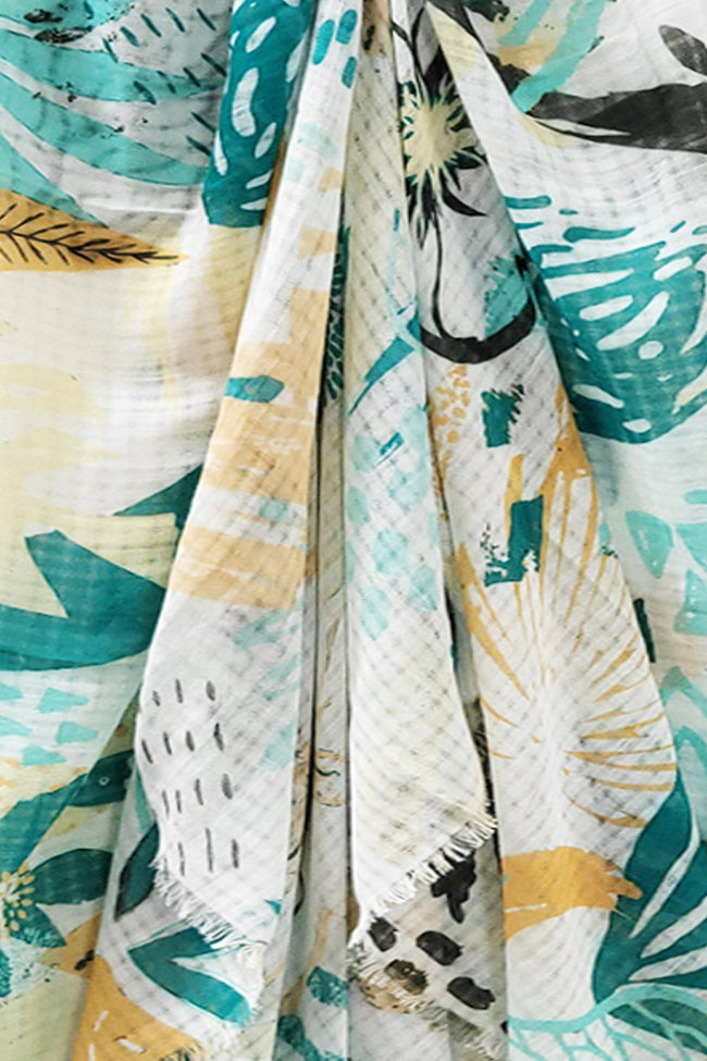 Golden Afternoon Texture Print Sarong Wrap Scarf Coverup - Subtle Luxury