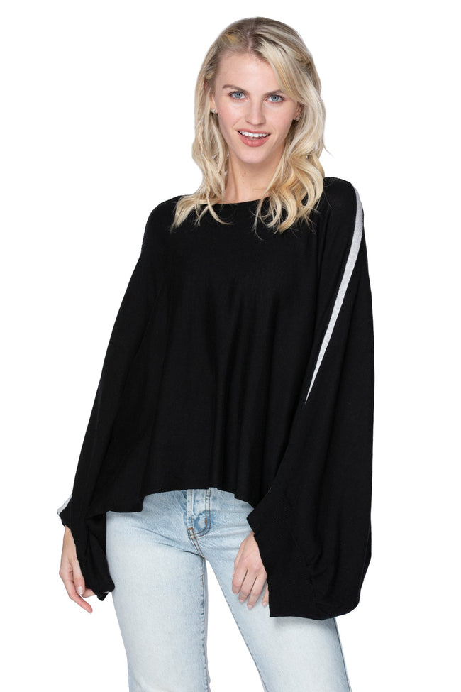 Harbor Crewneck Poncho Crop Sweater in Zen Blend - Subtle Luxury