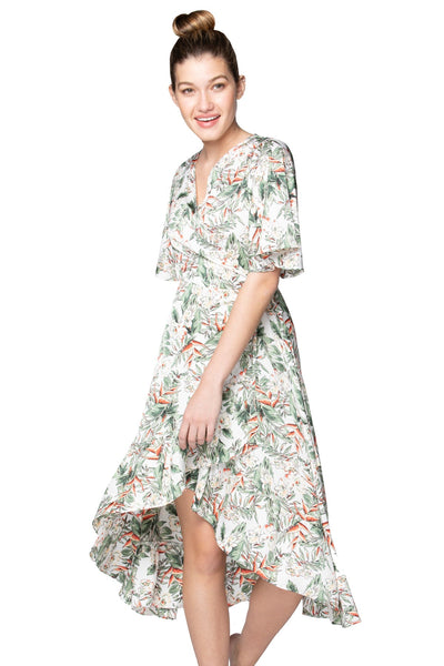 Hi Low Ruffle Wrap Print Sundress - Subtle Luxury