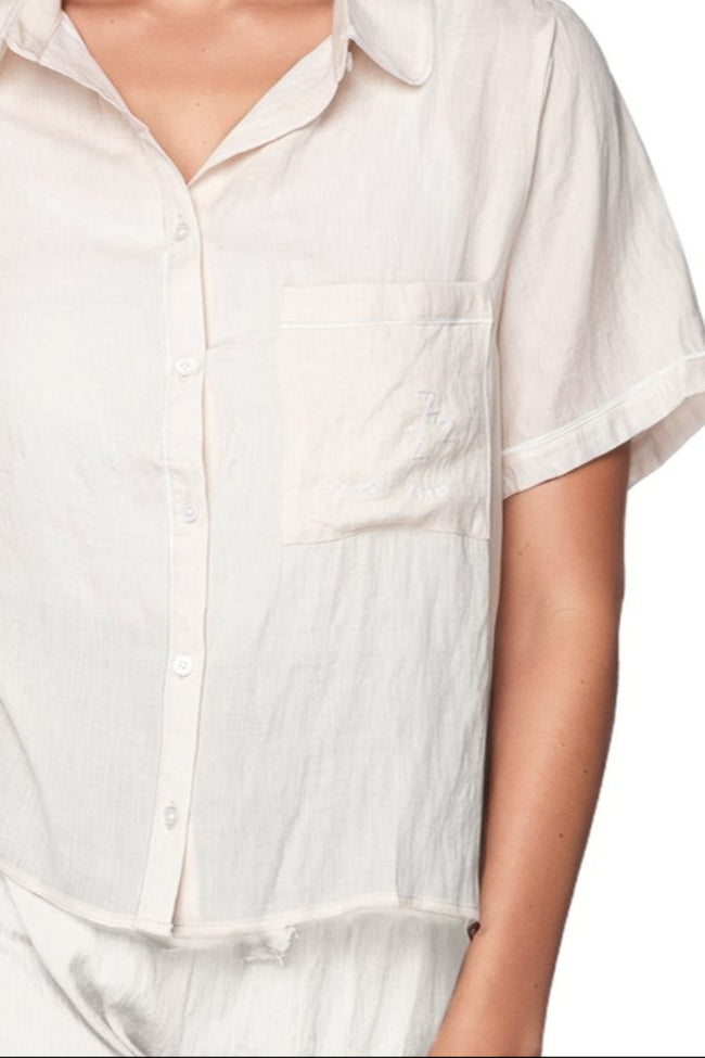 Jade Rayon Shirt in Ivory Solid - Subtle Luxury