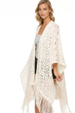Joplin Novelty Knit Long Fringe Poncho - Subtle Luxury