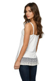 Knit Cami with Embroidery Lace Hem in Nude (Ivory) - Subtle Luxury