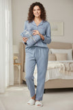 loungerie-by-subtle-luxury-Chambray Multi Mini Dot Print in 100% Cotton Chambray | Pajama Set 3
