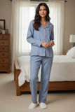 loungerie-by-subtle-luxury-Chambray Multi Mini Dot Print in 100% Cotton Chambray | Pajama Set 4