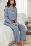 loungerie-by-subtle-luxury-Chambray Multi Mini Dot Print in 100% Cotton Chambray | Pajama Set