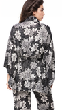 Loungerie by Subtle Luxury Kimono Robe Swirl Floral Kimono in Black