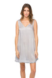 Loungerie by Subtle Luxury Night Gown Victoria Satin V-Neck Dress / M/L / Lt Grey Victoria Satin V-Neck Night Dress