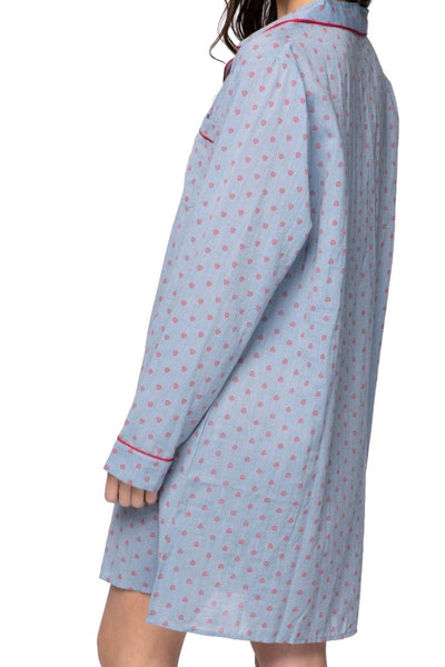 Loungerie by Subtle Luxury Pajama Nightshirt Cotton Chambray Night Shirt in Geo Dot Print