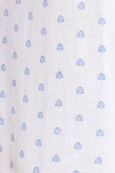 Loungerie by Subtle Luxury Pajama Nightshirt Cotton Chambray Night Shirt in White - Mini Blue Dot Print