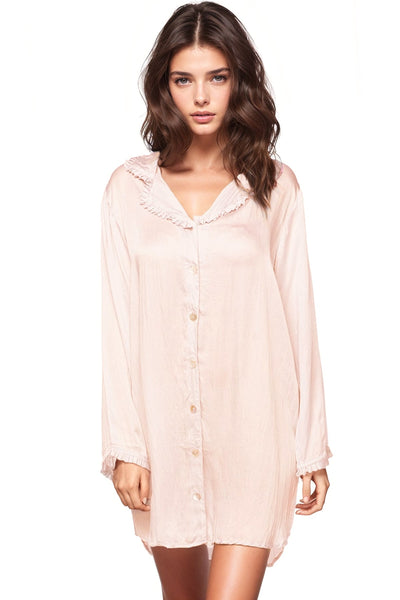 Loungerie by Subtle Luxury Pajama Nightshirt Miranda Sleepshirt / XS/S / Blush Miranda Rayon Satin Sleep Night Shirt Lounge Pajamas