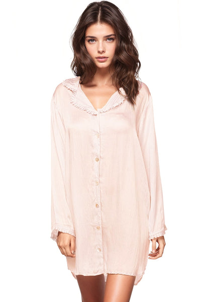 Loungerie by Subtle Luxury Pajama Nightshirt Miranda Sleepshirt / XS/S / Blush Miranda Satin Sleep Night Shirt