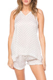 Loungerie by Subtle Luxury Pajama Pant Carrie Satin Lounge Short | Dark Dots Subtle Print | Loungerie