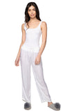 Loungerie by Subtle Luxury Pajama Pant Charlotte Satin Lounge Pant in White | Loungerie
