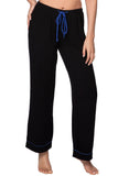 Loungerie by Subtle Luxury Pajama Pant Pippa PJ Pant in Black with Silver or Cobalt Piping