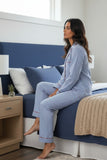loungerie-by-subtle-luxury-pajama-set-Chambray Blue Cotton Piping Pajama Top and Bottom Set in Geo Dot Print Red 3