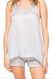 Loungerie by Subtle Luxury Pajama Set Carrie Tank/Short PJ Set / XS/S / Lt. Grey Carrie Lounge Set | Soft as Silk Rayon Model