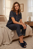 Jade Rayon Top and Pant Pajama Set in Lurex Stripe Fabric