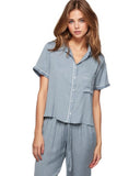 Loungerie by Subtle Luxury Pajama Set Jade Rayon Top and Pant Pajama Set in Steel