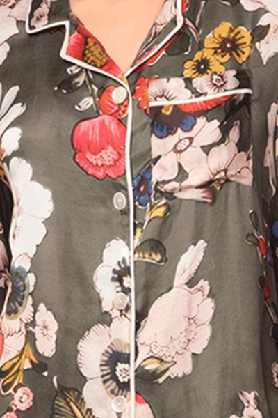 Loungerie by Subtle Luxury Pajama Set Loungerie Soft Rayon Satin Pajama Set in Prints