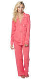 Loungerie by Subtle Luxury Pajama Set Pippa PJ Set / S/M / Coral Pippa Knit Jersey Pajama Set with Piping