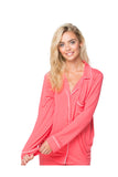 Loungerie by Subtle Luxury Pajama Set Pippa PJ/Short Set / S/M / Coral Pippa Pajama Knit Jersey PJ Top/Short Set by Loungerie