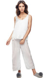 Loungerie by Subtle Luxury Pajama Set Printed Crop Pant and Tank PJ Set / XS / BF-Blue Ditsy on White Everyday Satin Soft Pajama Set by Loungerie