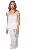 Loungerie by Subtle Luxury Pajama Set Printed Crop Pant and Tank PJ Set / XS / MB-Multi Dots on White Everyday Satin Soft Pajama Set by Loungerie