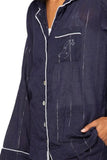 Loungerie by Subtle Luxury Pajama Set Sleeping In Pajamas Set in Cotton Chambray with Lurex
