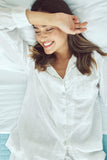 Loungerie by Subtle Luxury Pajama Set Sleeping In Pajamas Set in Cotton Chambray with Lurex On Sale Now