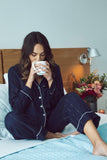 Loungerie by Subtle Luxury Pajama Set Sleeping In Pajamas Set in Cotton Chambray with Lurex On Sale Now