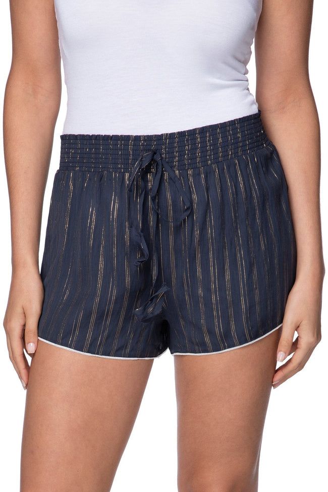 Loungerie by Subtle Luxury Pajama Short L/XL / Navy w/Gold Iris Short with Gold Print