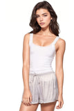 Loungerie by Subtle Luxury Pajama Top Carrie Satin PJ Short / S/M / Lt. Grey Carrie Silky Satin Lounge Short | Loungerie