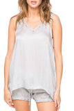 Loungerie by Subtle Luxury Pajama Top Carrie Silky Satin Lounge Short | Lt Grey | Loungerie