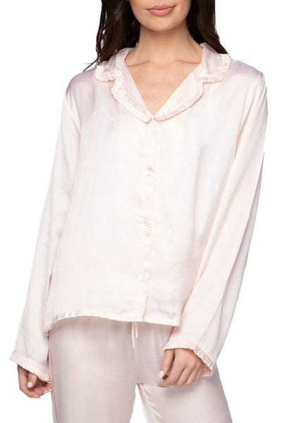 Loungerie by Subtle Luxury Pajama Top Charlotte Satin PJ Top / XS/S / Blush Charlotte Satin PJ Top in Solid Satin