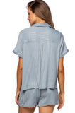 Loungerie by Subtle Luxury Pajama Top Jade PJ Top/Short Set Lurex print / XS/S / Steel w/Gold Lurex Jade Top and Short Pajama PJ Set in Lurex print